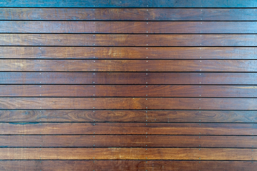 A timber deck looking into the garden