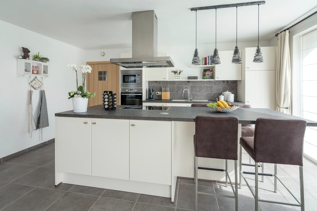 A kitchen in a recently built home